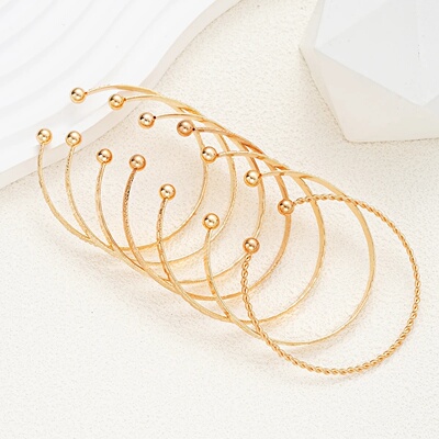 7 Pcs/Set Punk Gold Color Bracelets for Women Streetwear Go