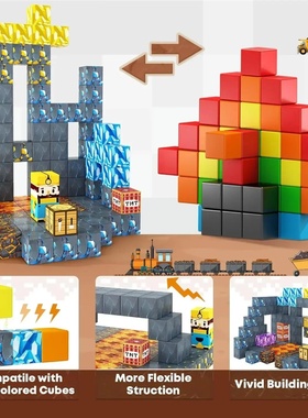 Magnetic Building Blocks Mine World Magnet Cube for Stackin