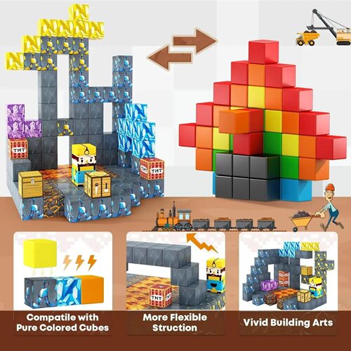 Magnetic Building Blocks Mine World Magnet Cube for Stackin