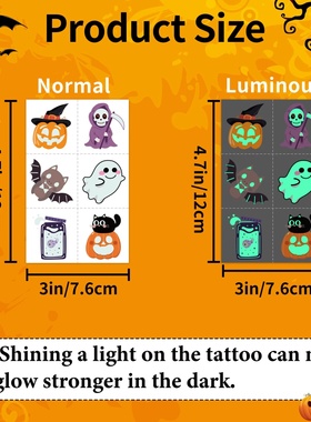 Glow-in-the-Dark Halloween Temporary Tattoos, with a variet