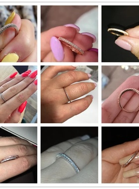 Huitan New Minimalist Thin Rings for Women Wedding Brillian