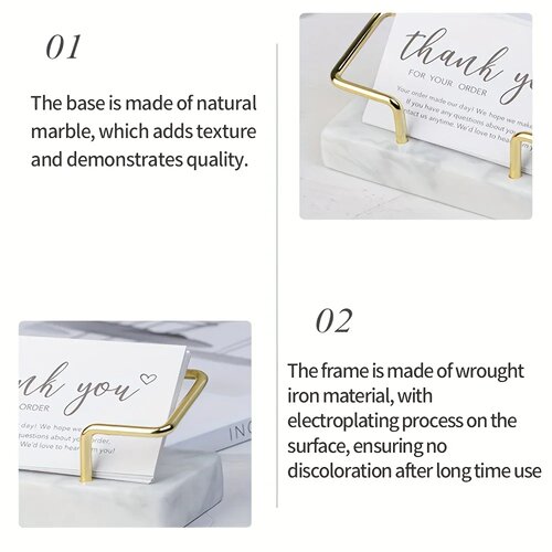 Elegant marble card holder with gold metal frame - Luxury d