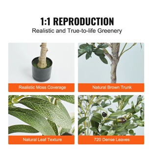 SucceBuy Artificial Olive Tree 4/5/6FT Tall Faux Plant Secu