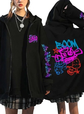 Arcane Jinx Monkey Graffiti Printed Hoodies Zipper Jacket M