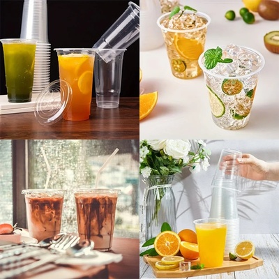50PCS Disposable Plastic Cups with Lids for Ice Coffee Cold
