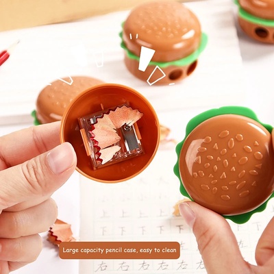 Creative Cartoon Hamburger-Shaped Double-Hole Pencil Sharpe