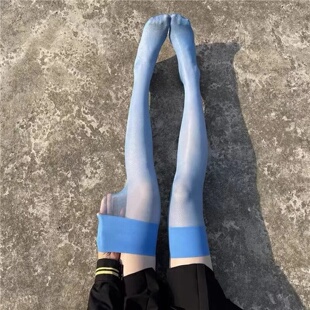 Sexy Blue Stockings for Women Erotic Slightly Shine Silky H