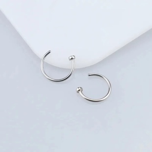 2/6Pcs Fake Nose Rings for Women, 316L Stainless Steel Lip