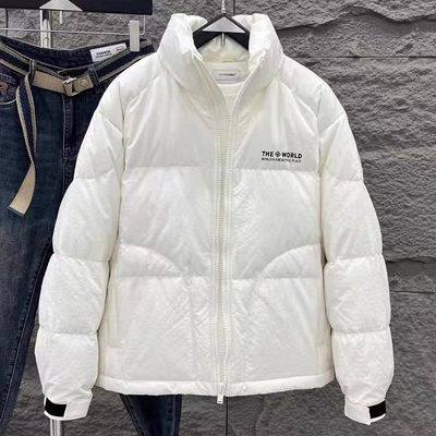 白色立领短款羽绒服加厚保暖