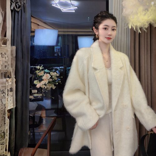 ME可机洗优雅轻奢高级感显瘦百搭廓形秋冬拉绒大衣ME6CK86896