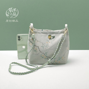 芬芳之品原创国风休闲斜背包新中式小包拉链复古包