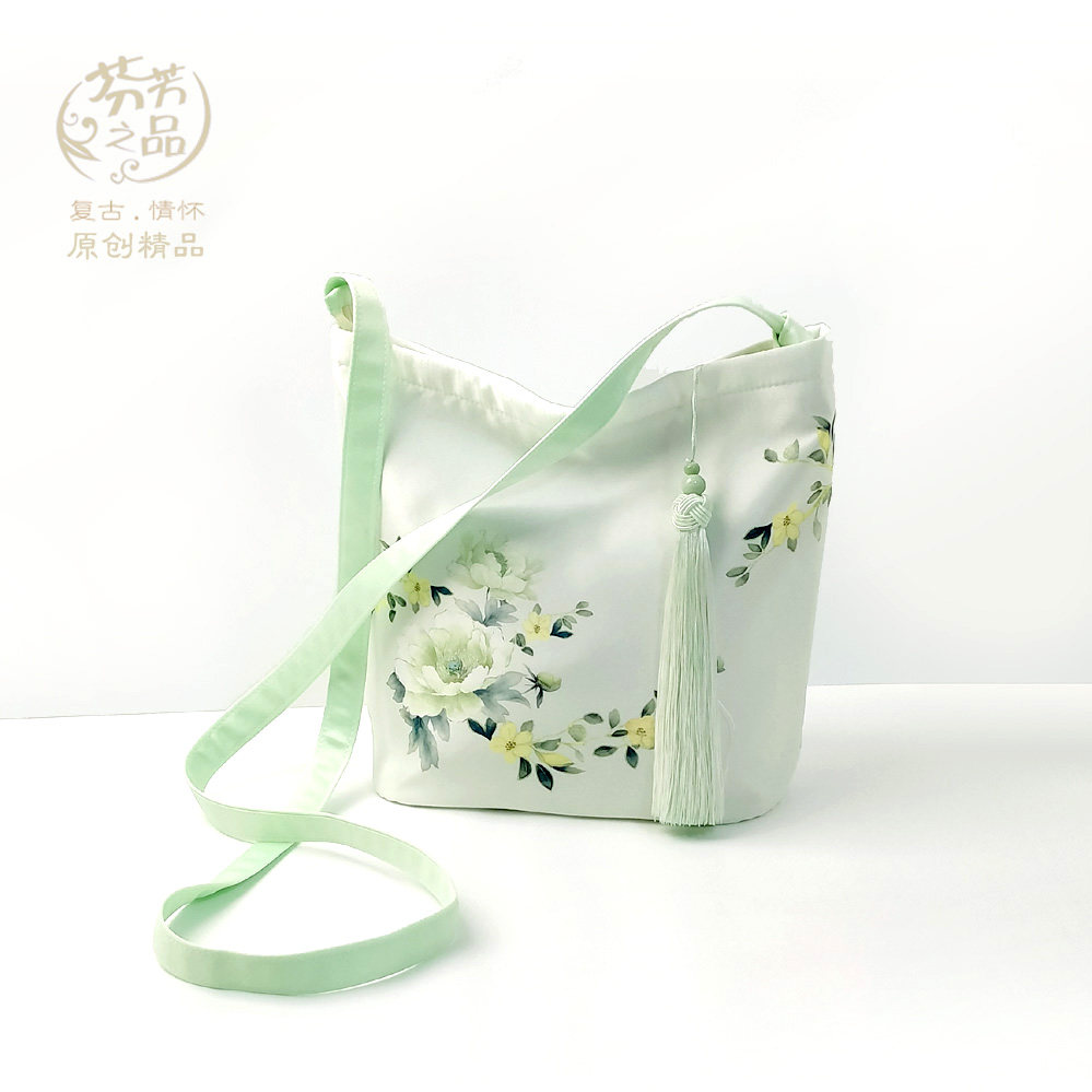 芬芳之品原创印花设计新中式牡丹花斜背包新品单肩女包