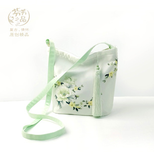 芬芳之品原创印花设计新中式牡丹花斜背包新品单肩女包