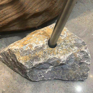 创意天然鹅卵石服装衣架底盘底座石头墩支架岩石河卵石装饰店仿古