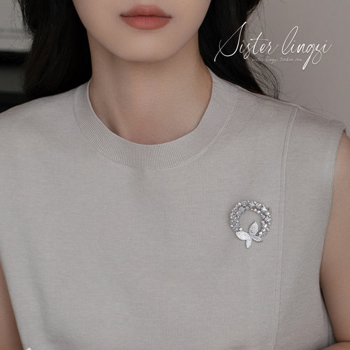 【满钻花环蝴蝶】法式浪漫胸针