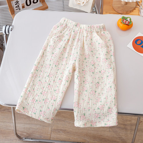 长裤纯棉休闲裤阔腿甜美可爱裤子