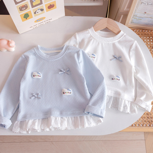 T恤甜美花边上衣3 女宝立体卡通小猫长袖 女童可爱打底衫 26春秋新款