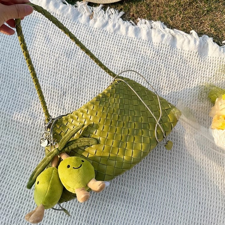 软皮手工编织包包清新拼色帆船包包腋下包手提包单肩包女子母包