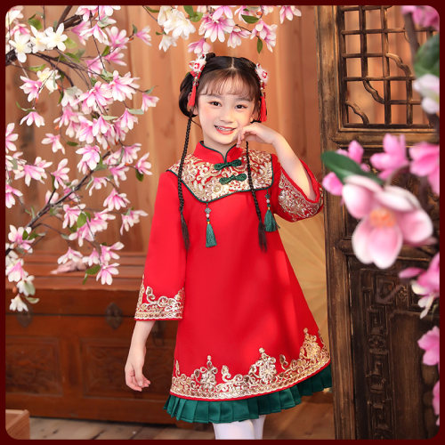 女童新款中式连衣裙礼服拜年服