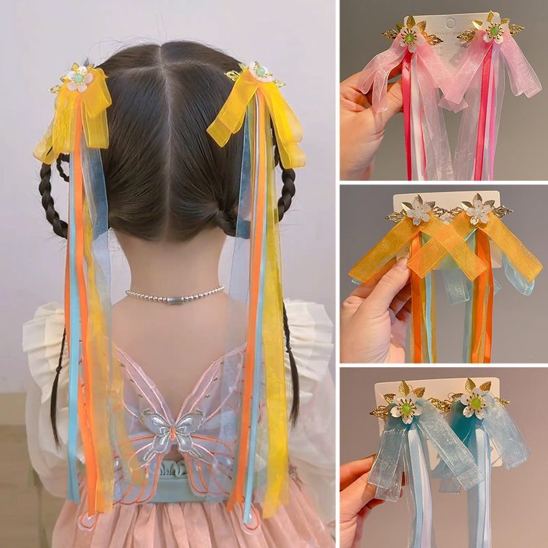 花朵飘带蝴蝶结流苏发夹后压夹女图片
