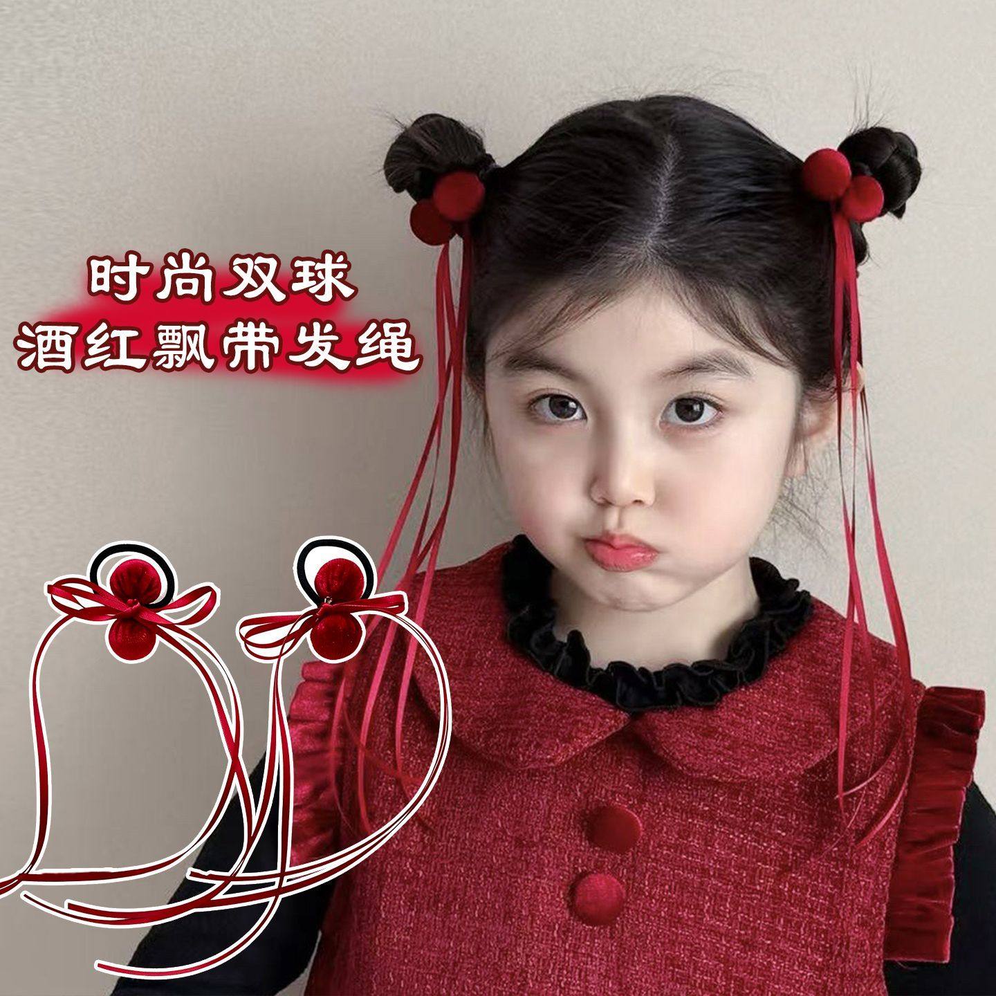 新年毛球红色丝绒长飘带蝴蝶结发夹儿童可爱头饰宝宝夹子过年发饰,饰品/流行首饰/时尚饰品新,发饰,淘宝优惠券,粉丝福利购,淘宝优惠卷