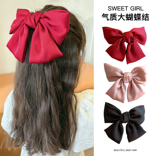 儿童亲子经典优雅缎面大蝴蝶发夹