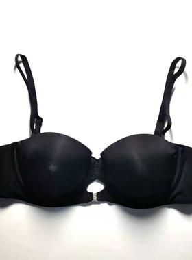 657075CDD黑色光面软钢圈半杯抹胸无肩带打底夏季薄款1/2婚纱套装