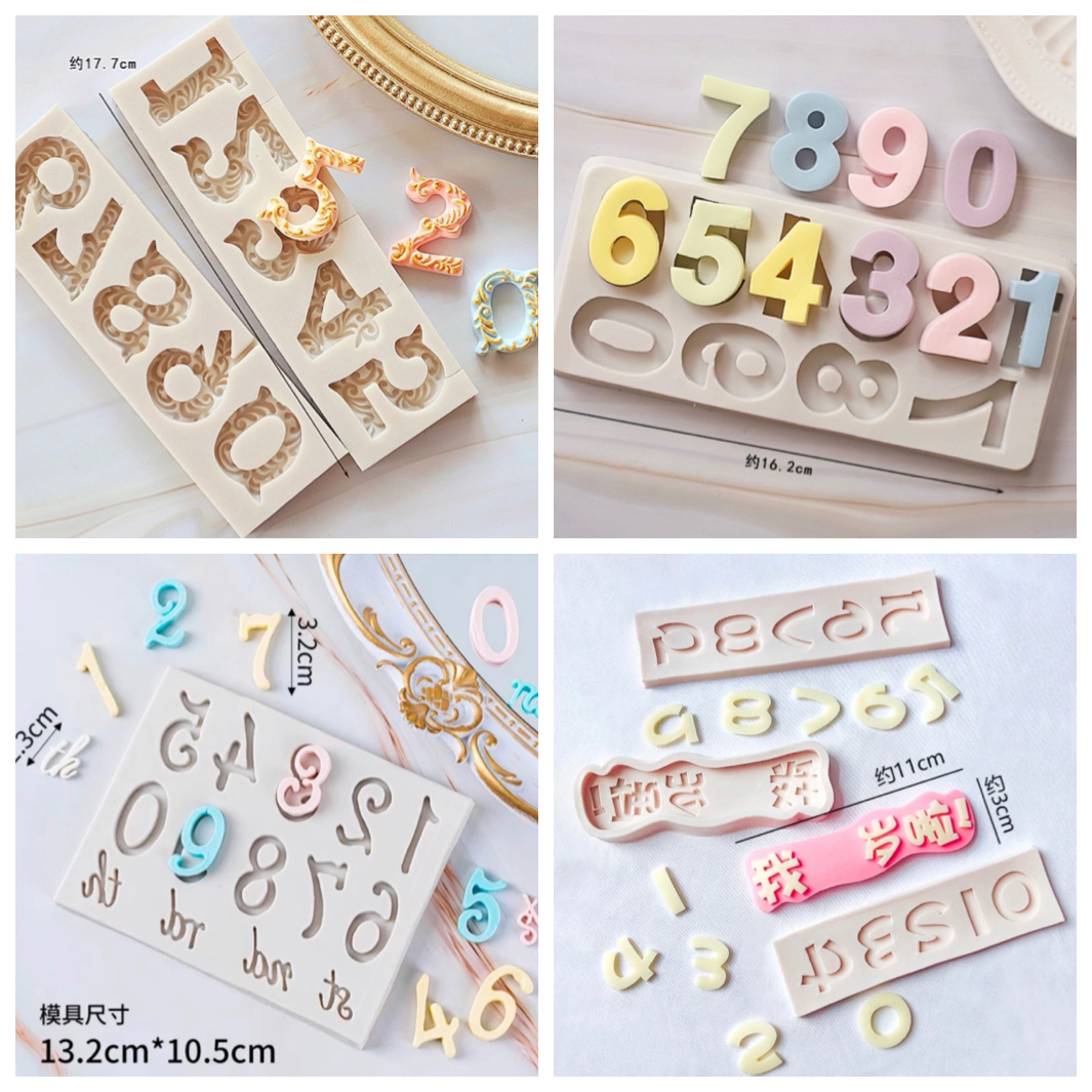 0-9大浮雕数字棒棒糖蜡烛翻糖硅胶蛋糕巧克力超轻粘土模烘焙模具