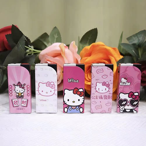 金属HelloKitty卡通可充气防风打火机蓝焰高颜值创意情侣礼物耐用