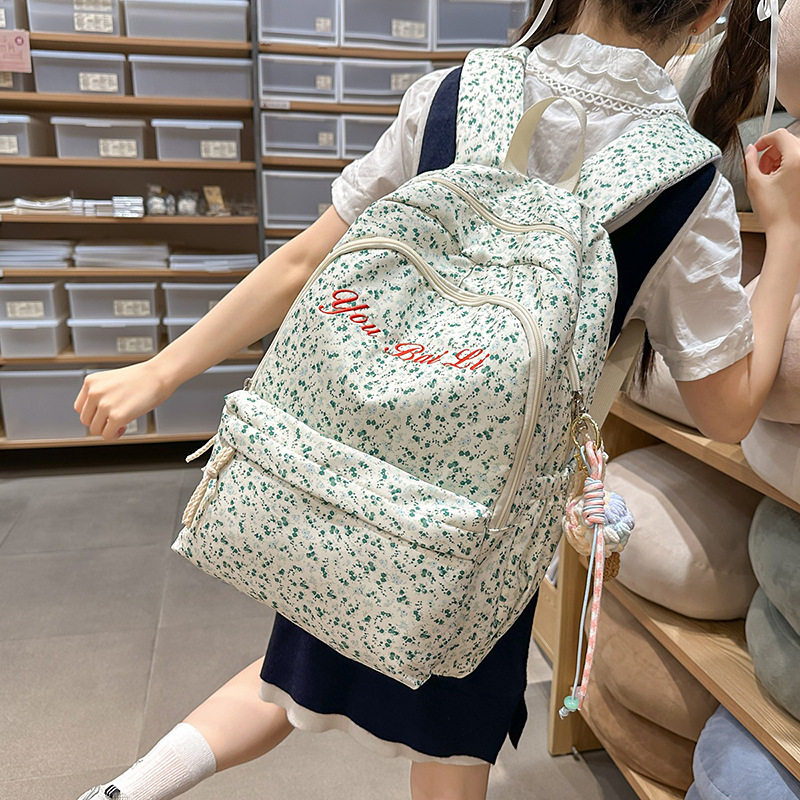 小清新印花书包女高中大学生学院风森系双肩包原宿旅行背包女