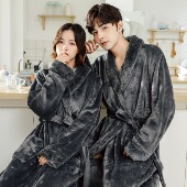 家居服 浴袍女法兰绒冬季 睡袍2026秋冬新款 情侣珊瑚绒加绒加厚长款