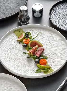 陶瓷牛排餐盘家用石纹西餐盘子意面盘装盘沙拉碟子摆盘圆盘高级感