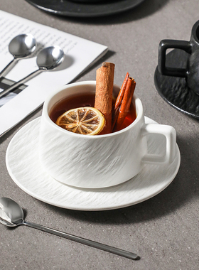 简约纯色陶瓷咖啡杯碟套装下午茶杯水杯早餐杯牛奶杯勺子杯架轻奢