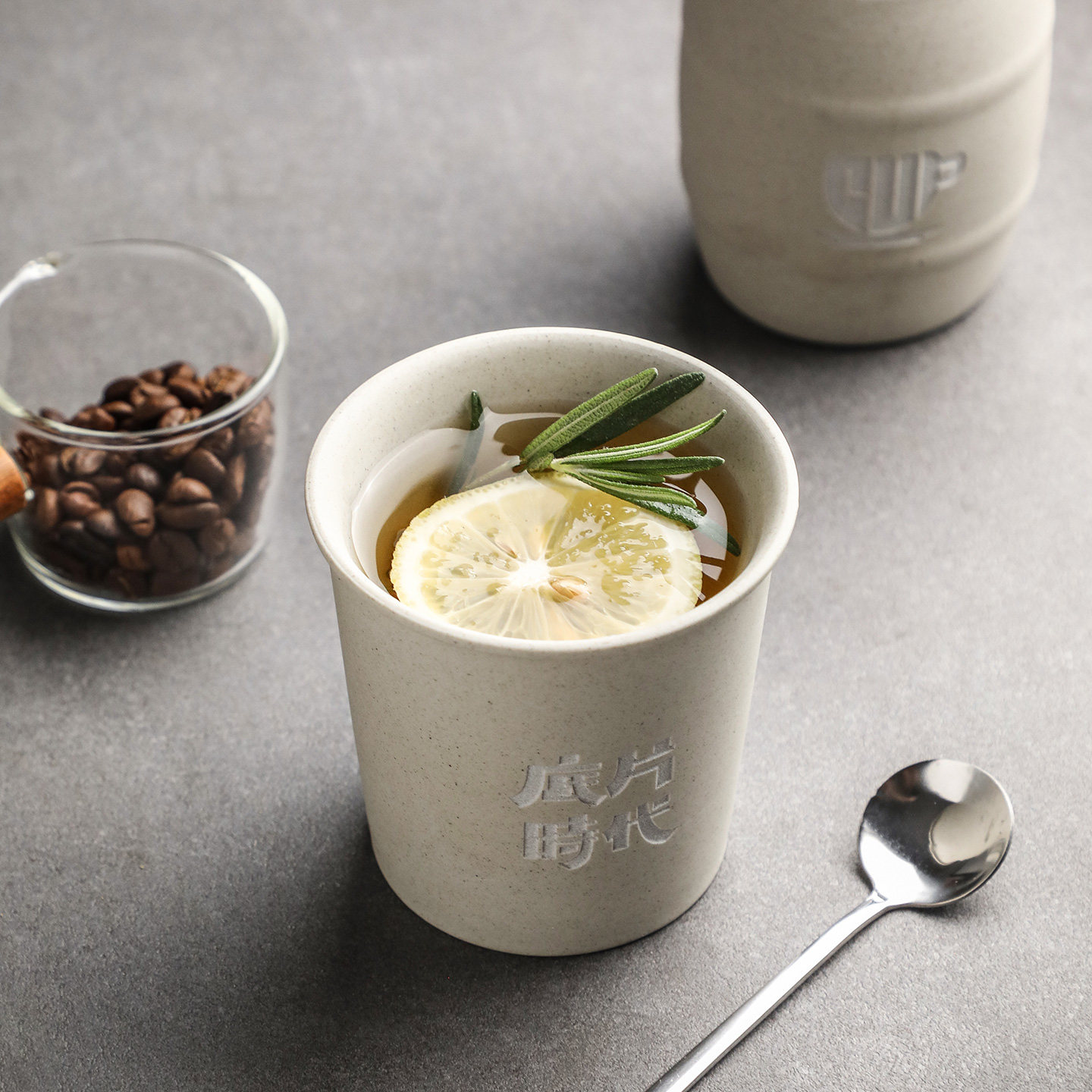 简约陶瓷随手杯水杯文字刻印杯子咖啡店美式拿铁拉花杯餐前柠檬杯