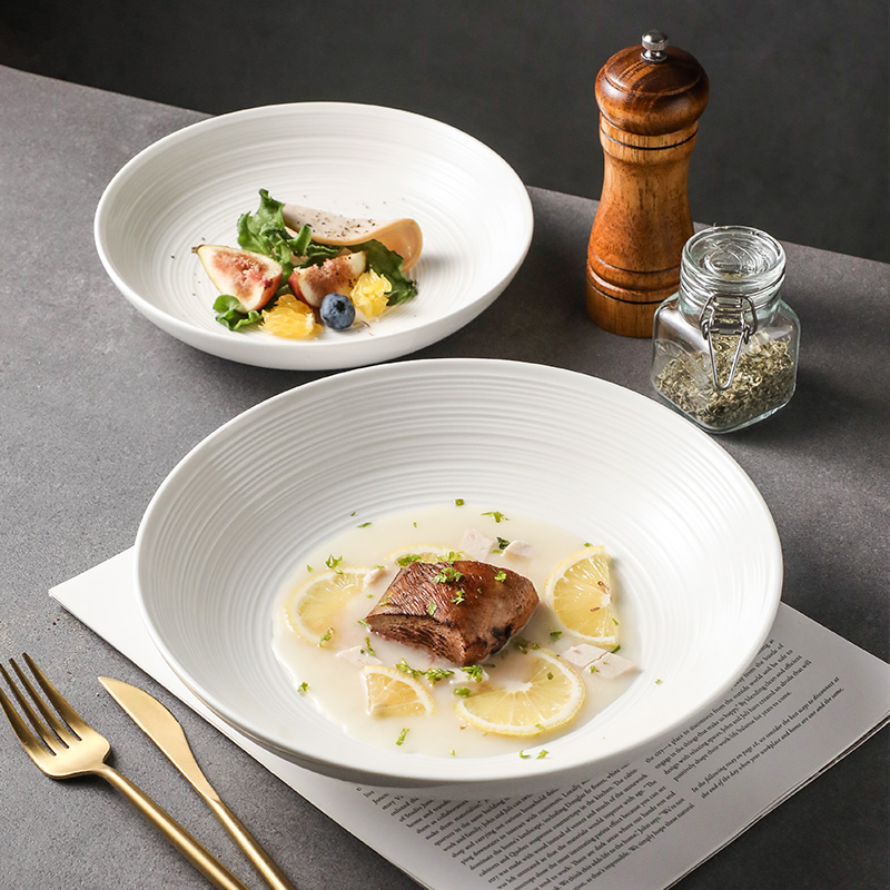 优印深汤盘陶瓷圆形8英寸10英寸