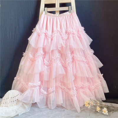 自制精品网纱蓬蓬蛋糕裙春夏季半身裙女层次感a字仙女裙温柔细密