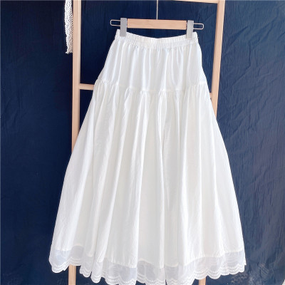 花与竹自制长裙子a字裙刺绣边