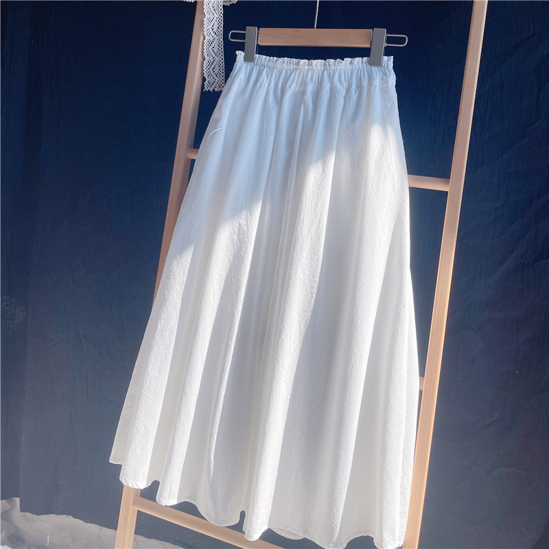 高腰自制夏季白色半身裙百搭