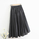 高腰长款 2026春夏季 复古a字百褶裙子 棉麻条纹提花半身裙女装 新品