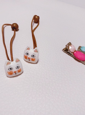 原创手绘猫咪发绳儿童双马尾绕绕皮筋可爱大脸猫扎头绳小朋友发圈