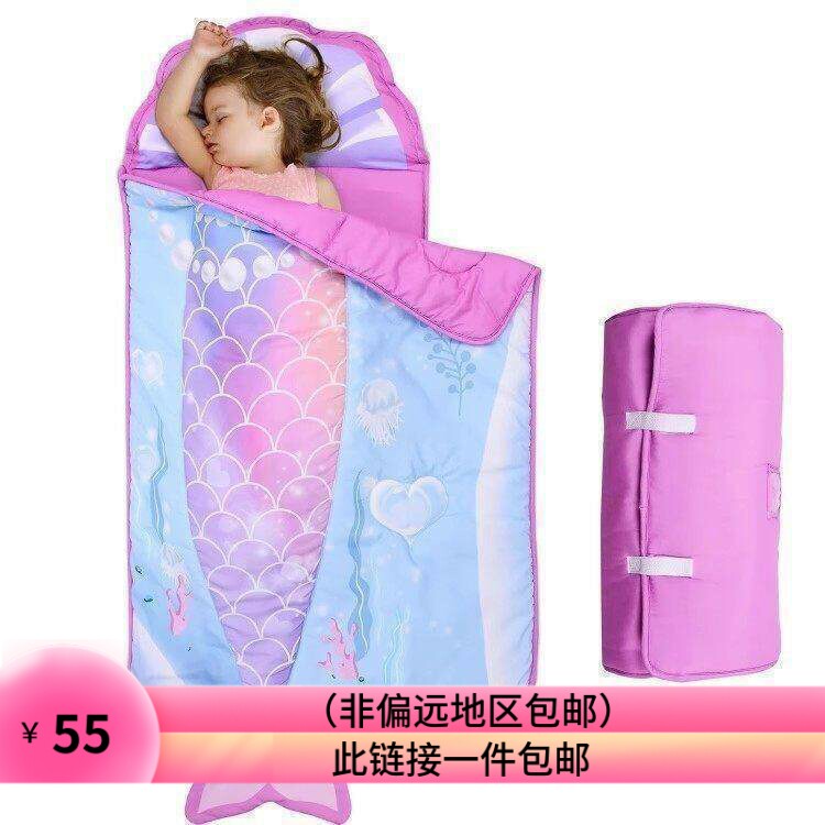 美国原单便携式一体午睡垫幼儿园盖毯多功能睡袋美人鱼睡袋无枕芯