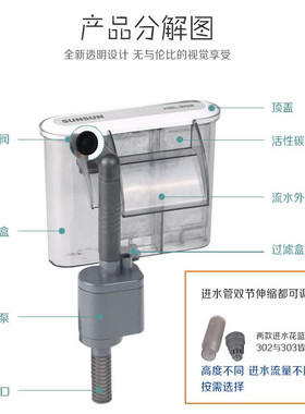 森森HBL-303-302壁挂式小鱼缸外置过滤器循环过滤水族瀑布式过滤