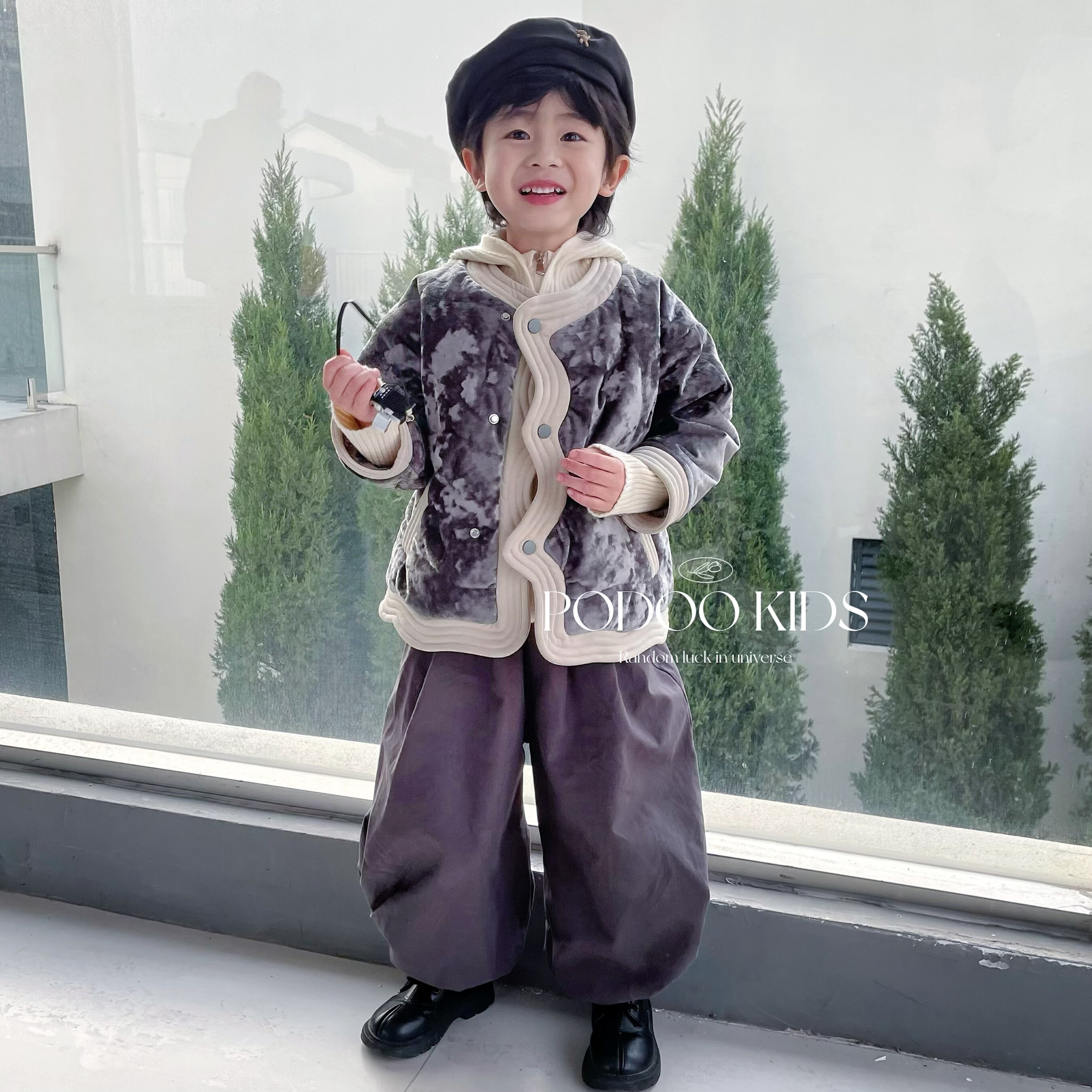 冬季金钻丝绒加绒加厚儿童棉服