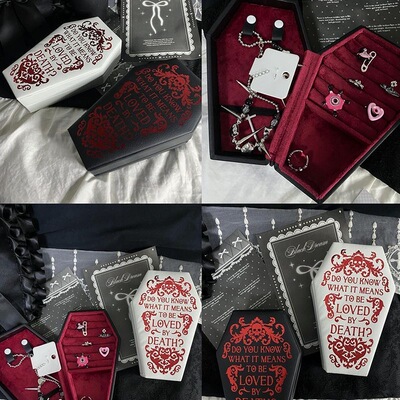 便携式古风精美PU皮质翻盖首饰盒