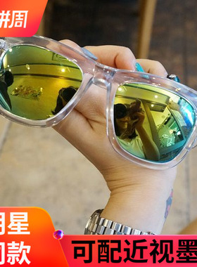 墨镜欧美透明方框偏光太阳镜