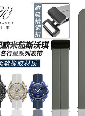 适配欧米茄斯沃琪联名款行星系列硅胶磁吸手表带月球学生男女款