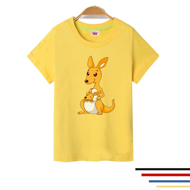 春夏装男女童装纯棉短袖卡通袋鼠T恤半袖幼儿园亲子新款动物衣服