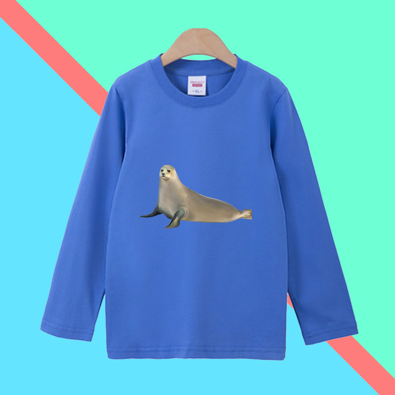幼儿园纯棉保护可爱海洋动物海豹海狮海象长袖T恤衣服儿童装班服