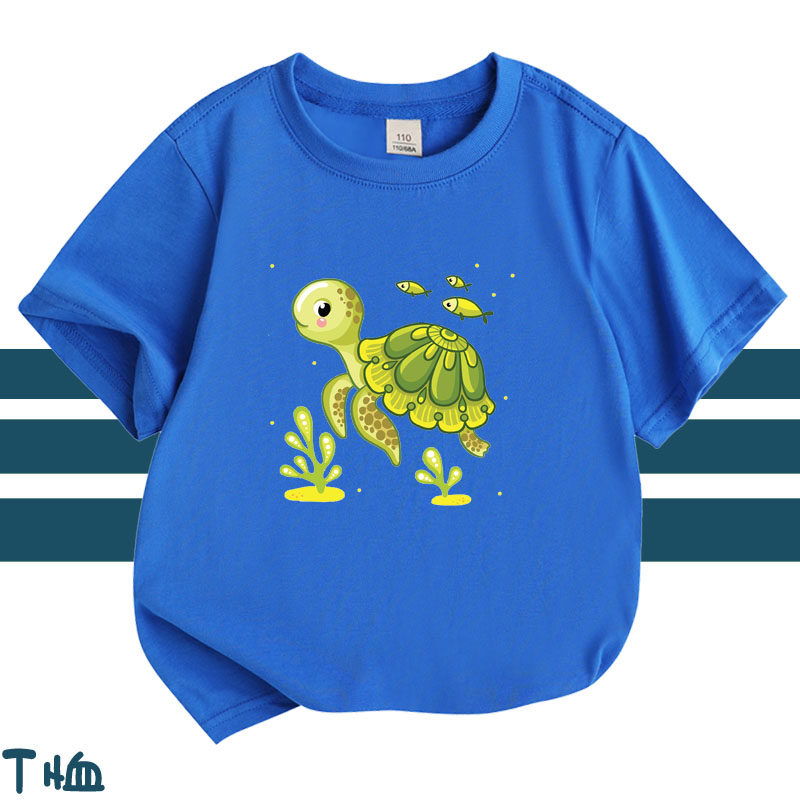 幼儿园表演服小乌龟吹喇叭儿童短袖T恤夏男女童纯棉运动会上衣服