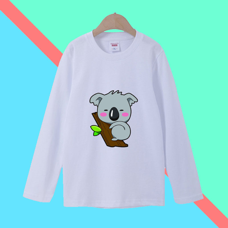 考拉图案长袖男女儿童班服小学生表演活动t恤幼儿园演出服装班服